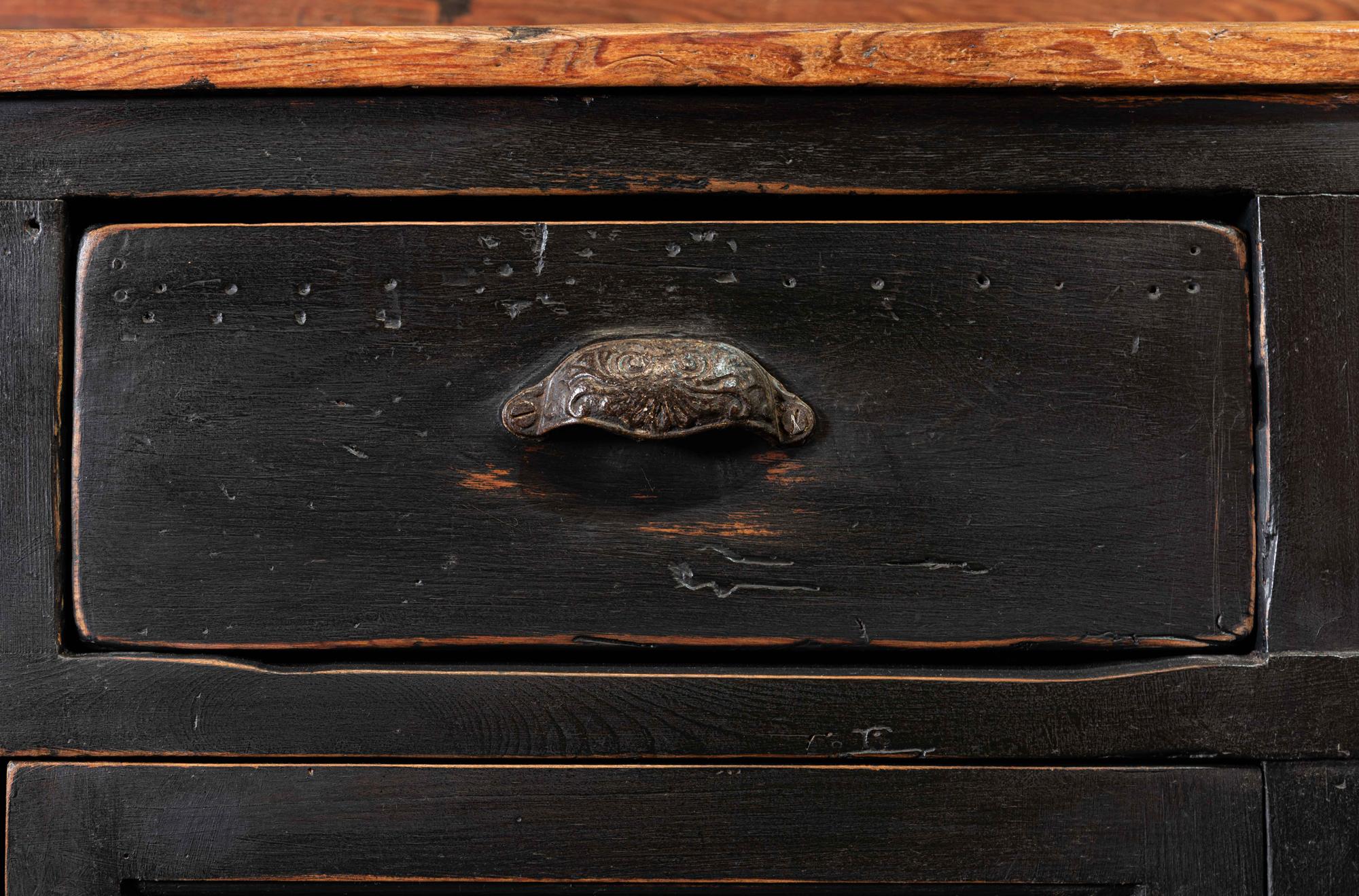 19th Century Ebonized Scottish Pine Counter Dresser Base/ Sideboard 1