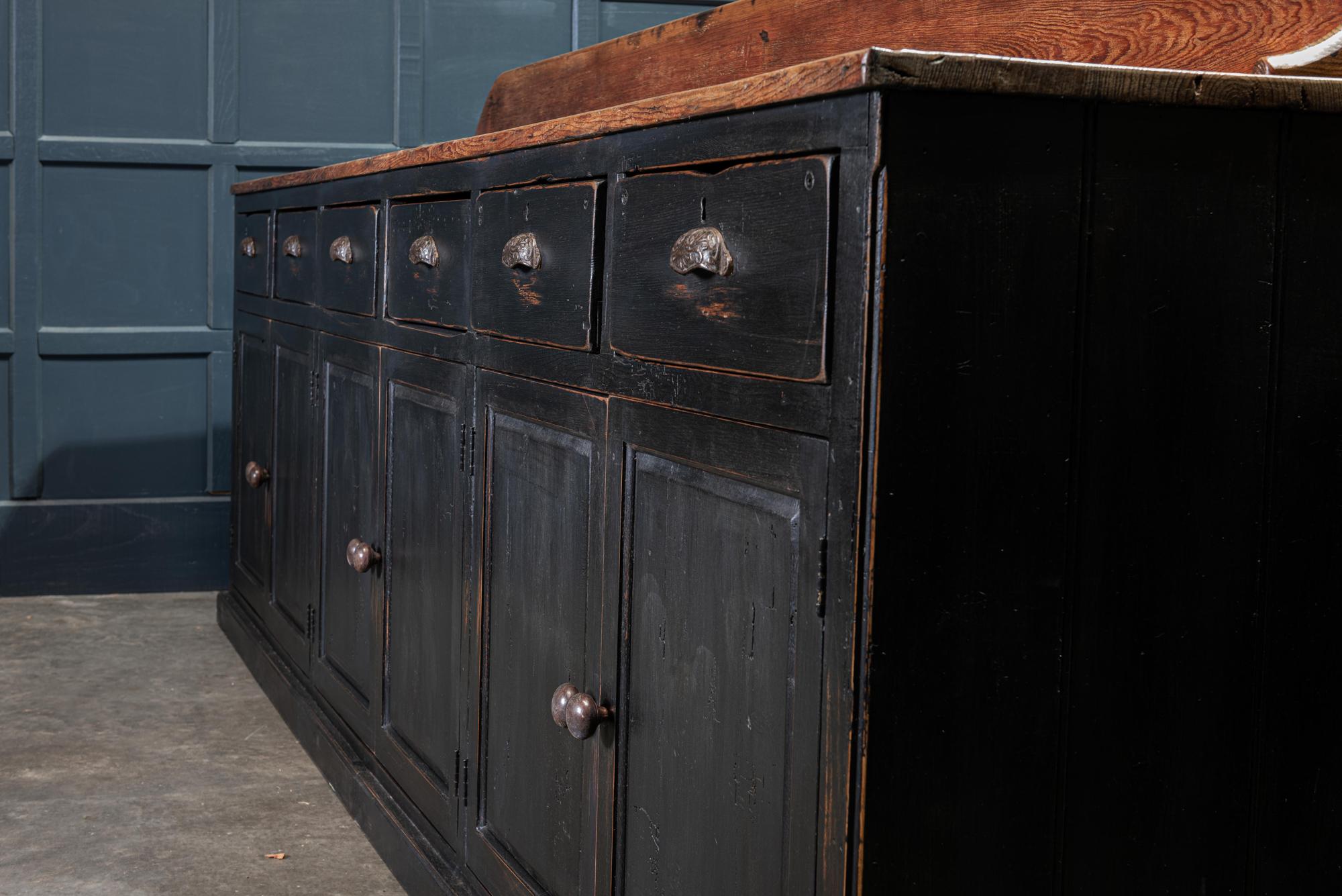 19th Century Ebonized Scottish Pine Counter Dresser Base/ Sideboard 2