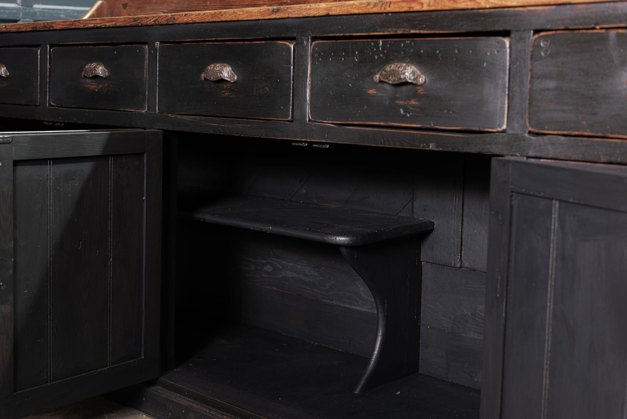 19th Century Ebonized Scottish Pine Counter Dresser Base/ Sideboard 3