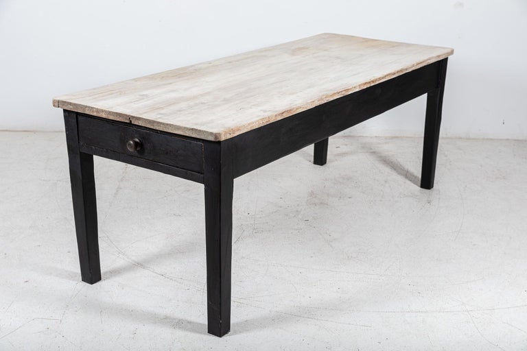 19thC Ebonised Scrub Top Pine Farmhouse Table For Sale at 1stDibs
