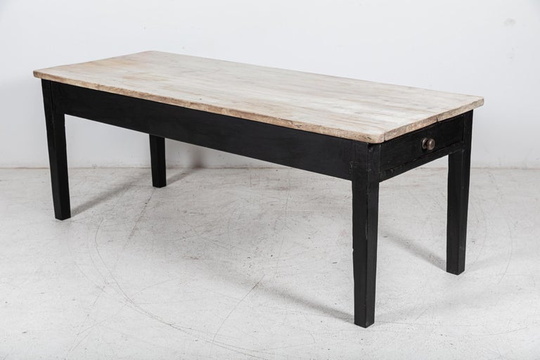 19thC Ebonised Scrub Top Pine Farmhouse Table For Sale at 1stDibs