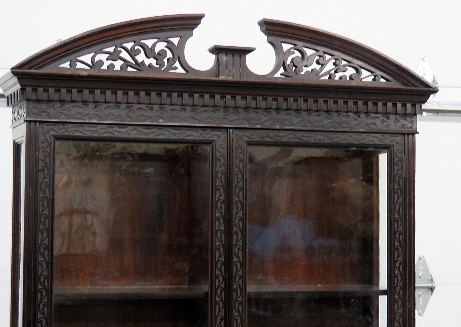 Edwardian English Mahogany Collectors or Jewelry Display Cabinet C1890s  For Sale