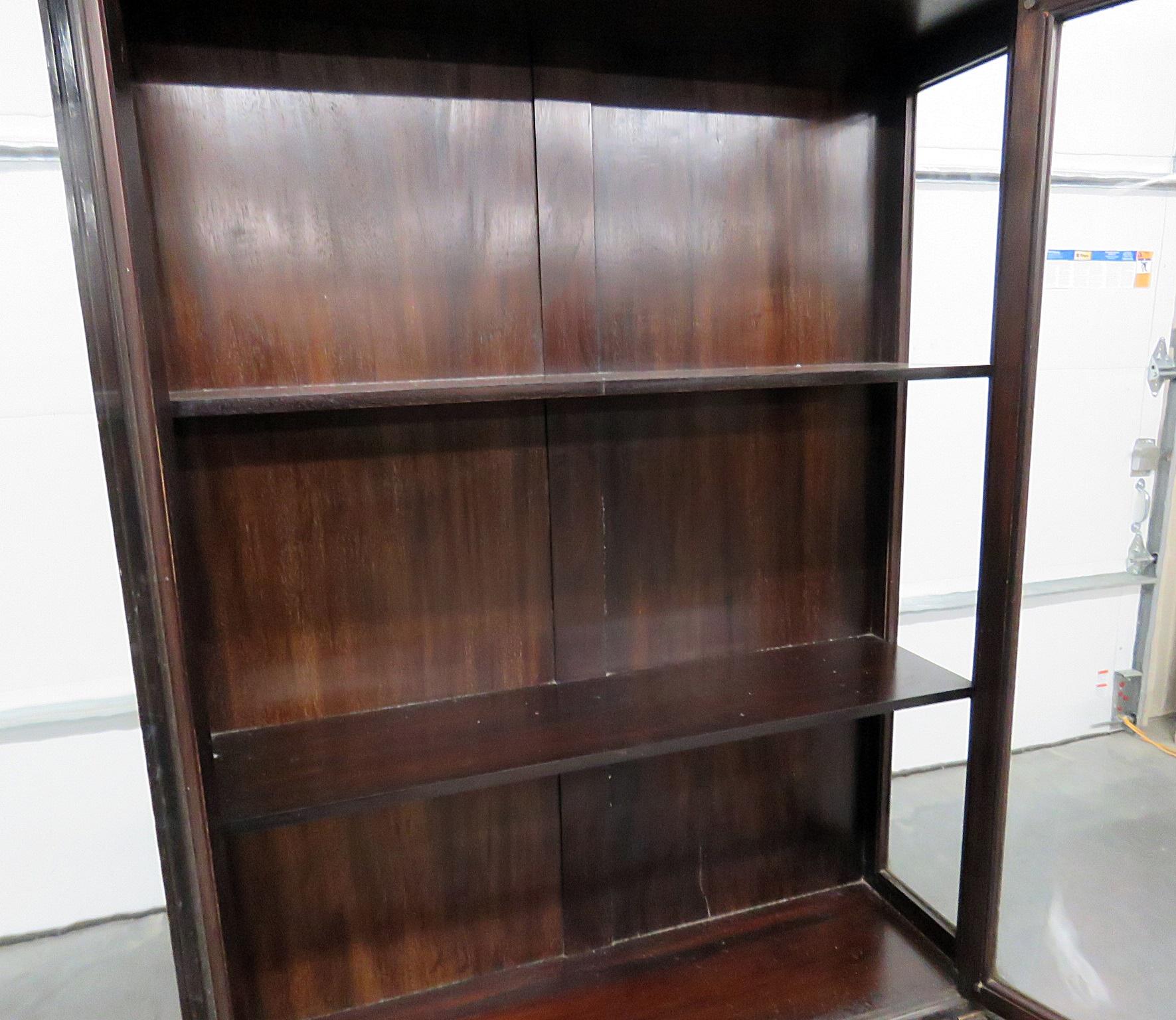 19th Century English Mahogany Collectors or Jewelry Display Cabinet C1890s 