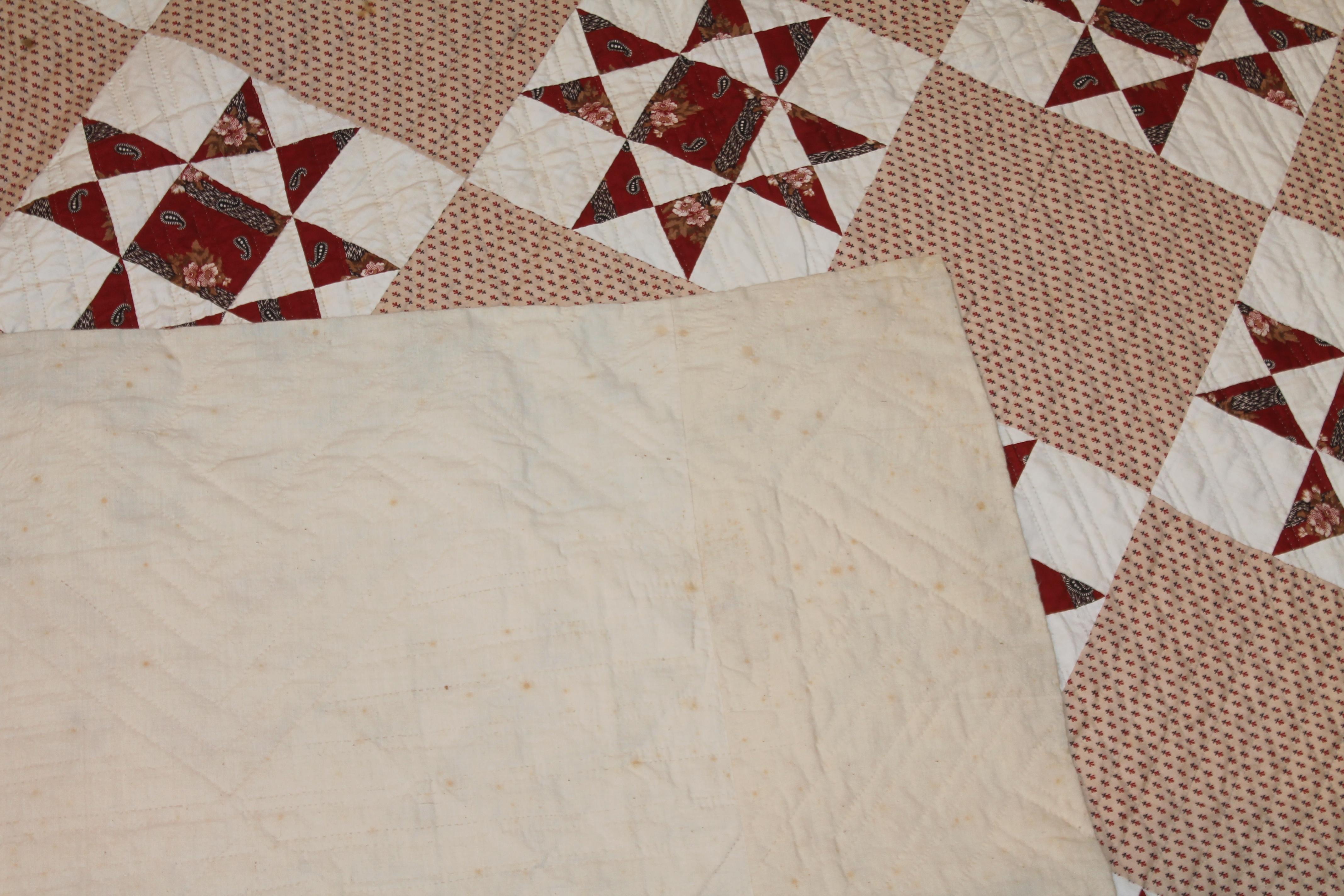 19thc Eight Point Star Quilt For Sale 2