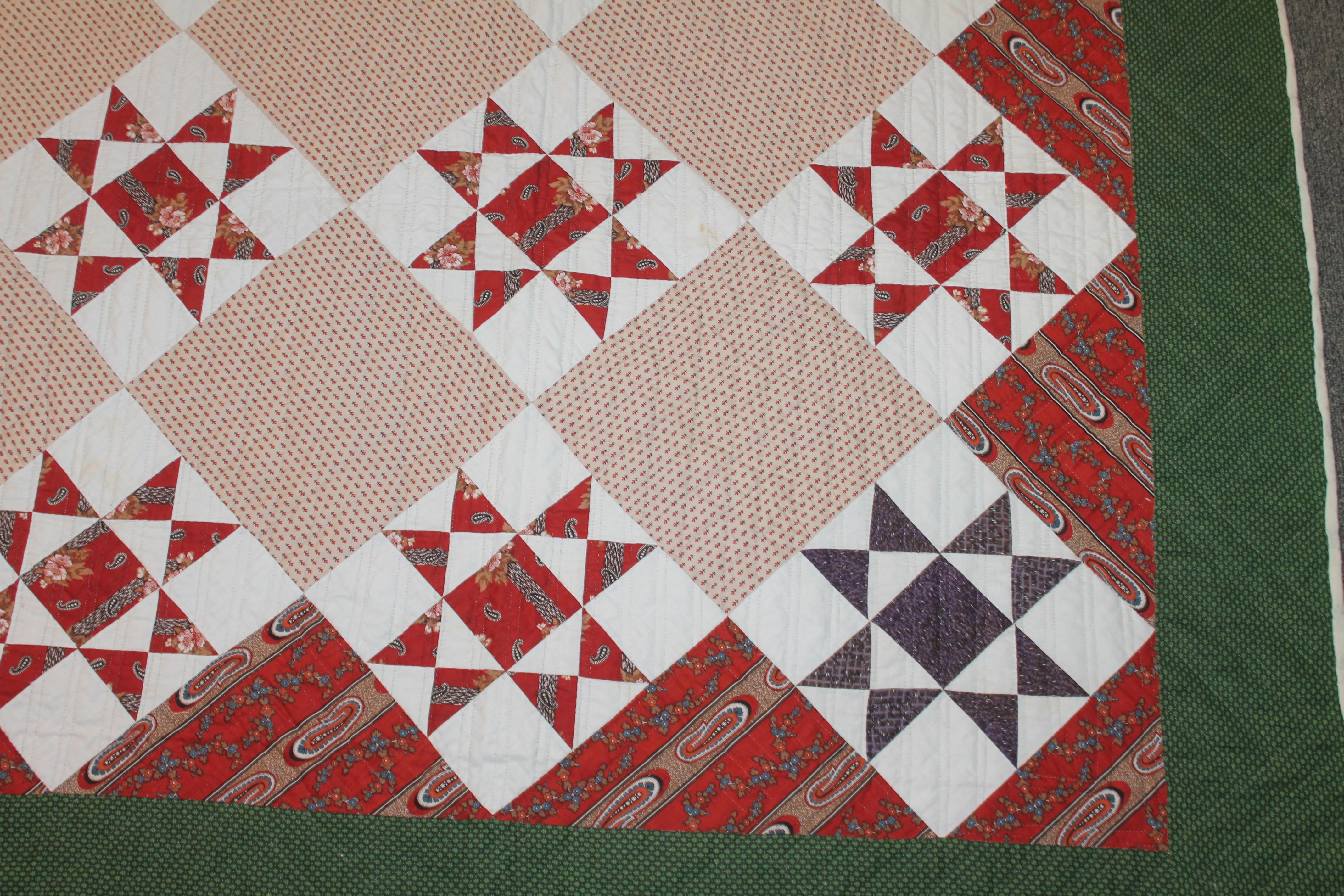 American Classical 19thc Eight Point Star Quilt For Sale