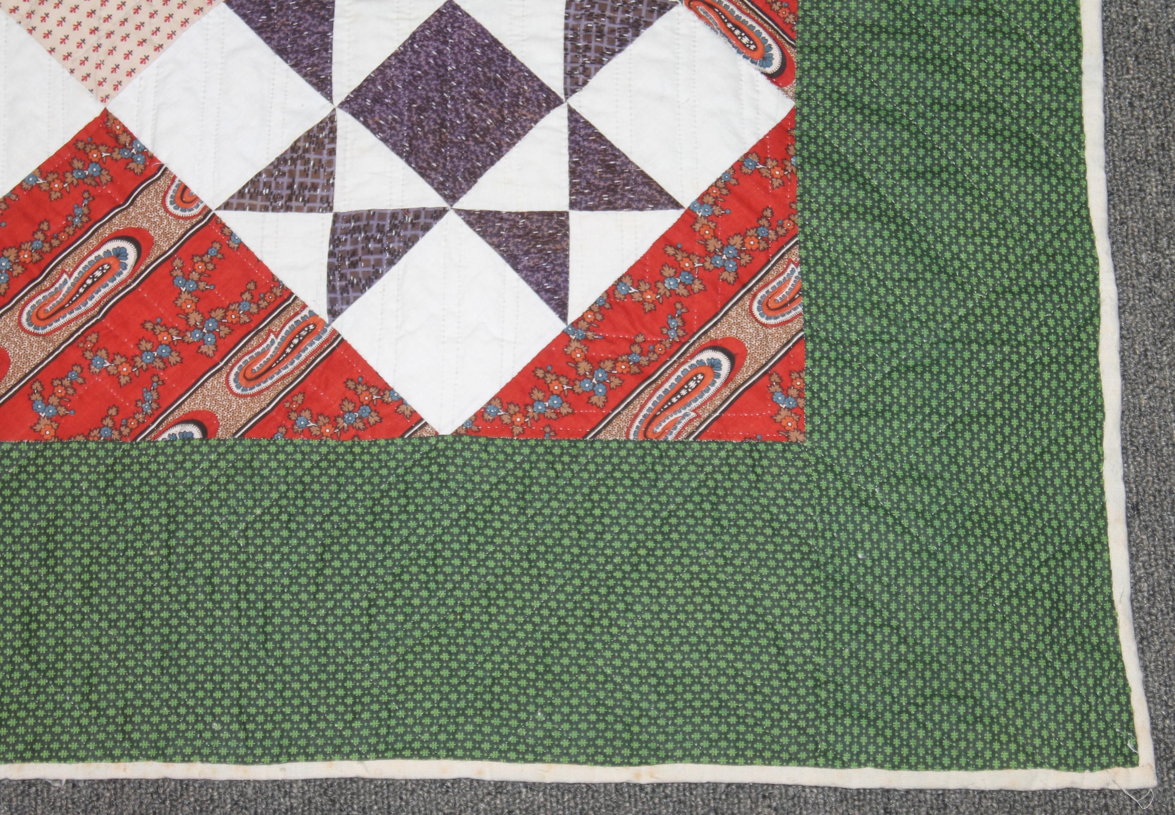 American 19thc Eight Point Star Quilt For Sale
