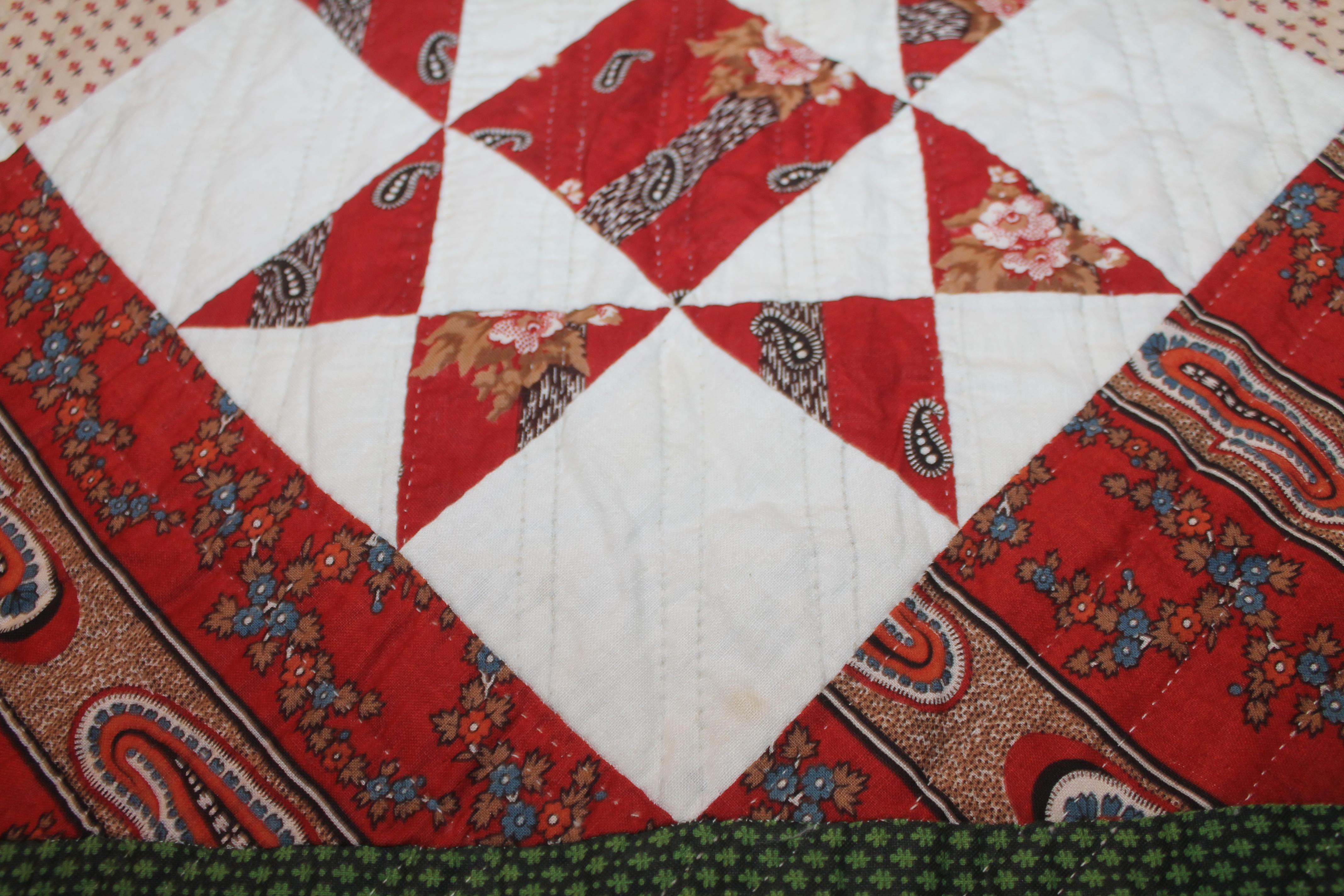 19th Century 19thc Eight Point Star Quilt For Sale