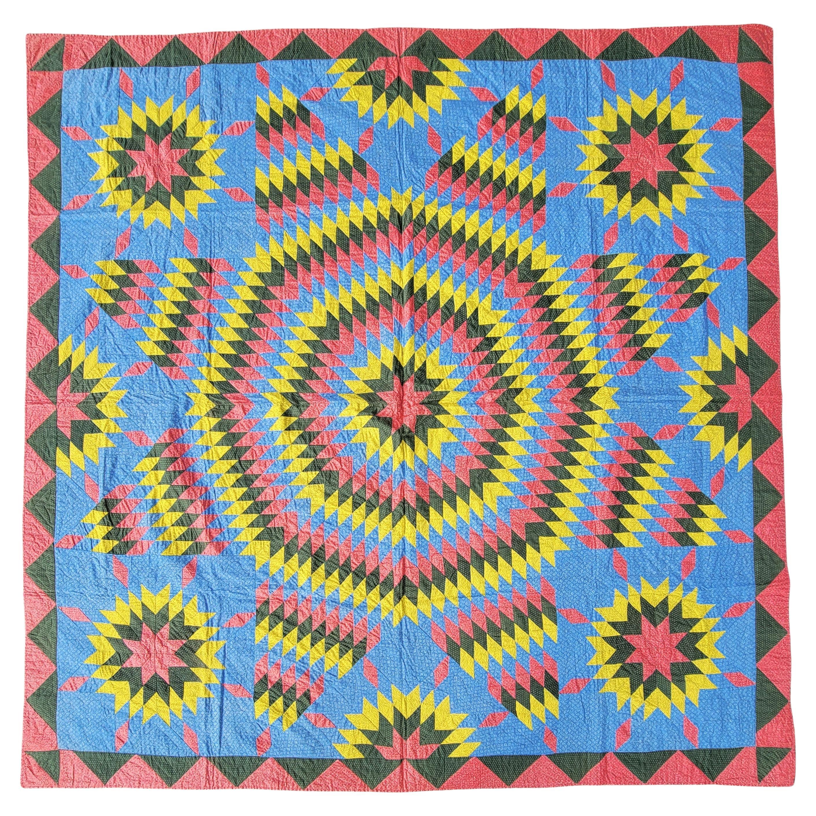 19Thc Eight Point Star Quilt From Pennsylvania