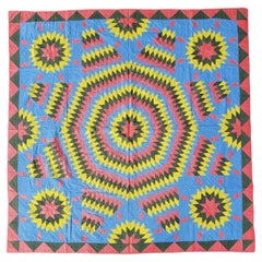 Antique 19Thc Eight Point Star Quilt From Pennsylvania
