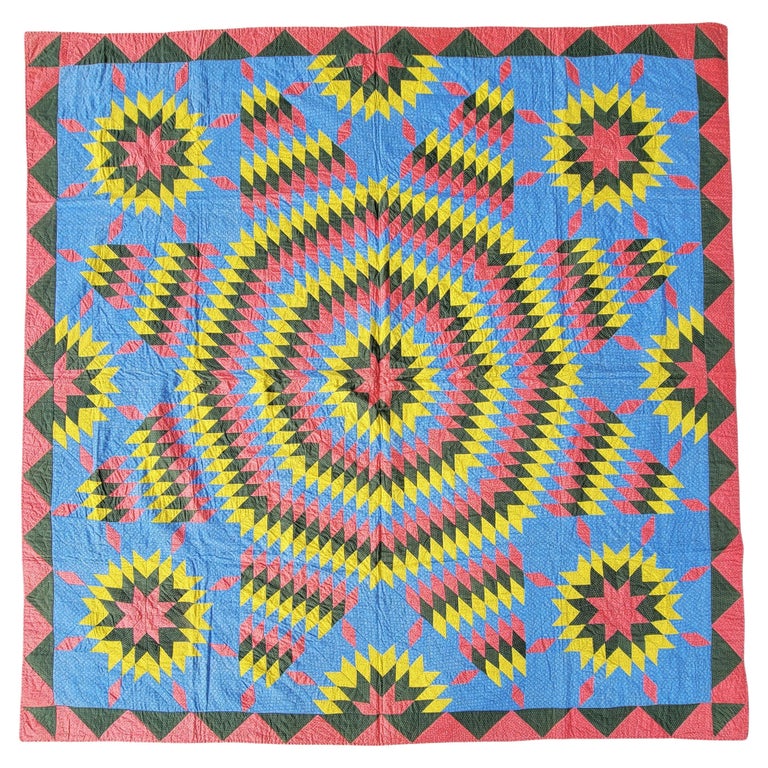 19Thc Eight Point Star Quilt From Pennsylvania For Sale
