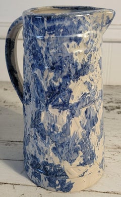 19Thc Embossed Floral Sponge Ware Pitcher