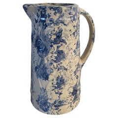 19Thc Embossed Floral Sponge Ware Pitcher