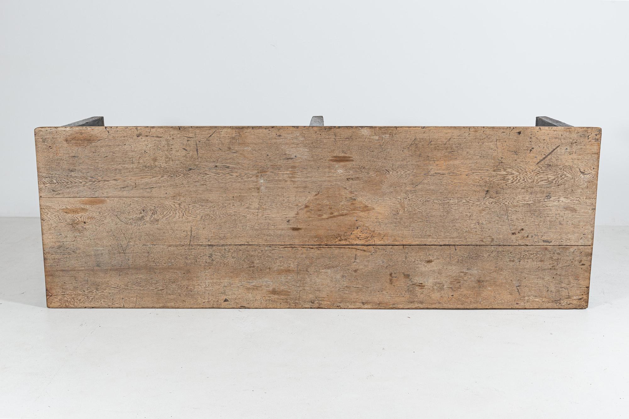 19thC English 3 Plank Oak Refectory Table In Good Condition In Staffordshire, GB