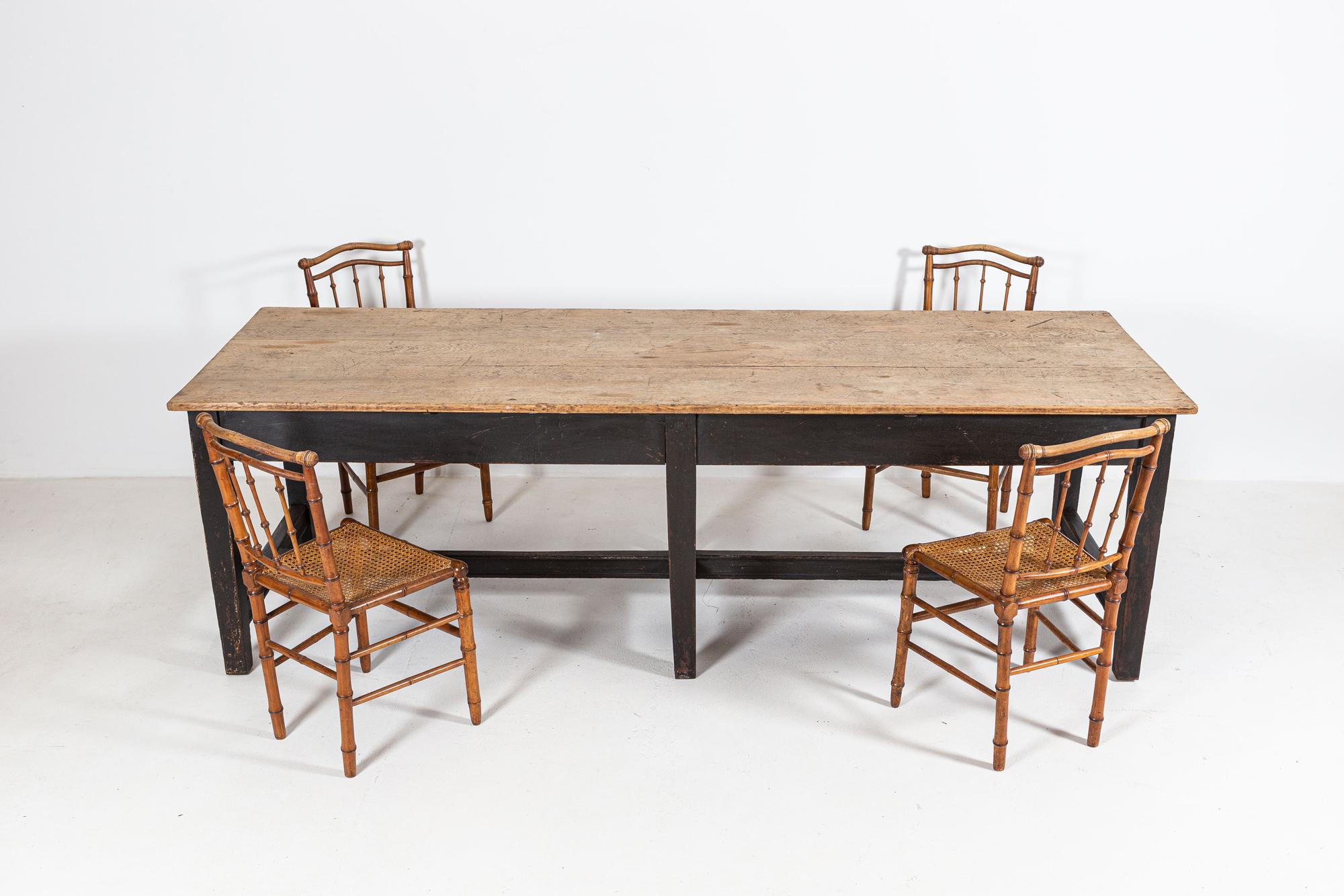 19th Century 19thC English 3 Plank Oak Refectory Table