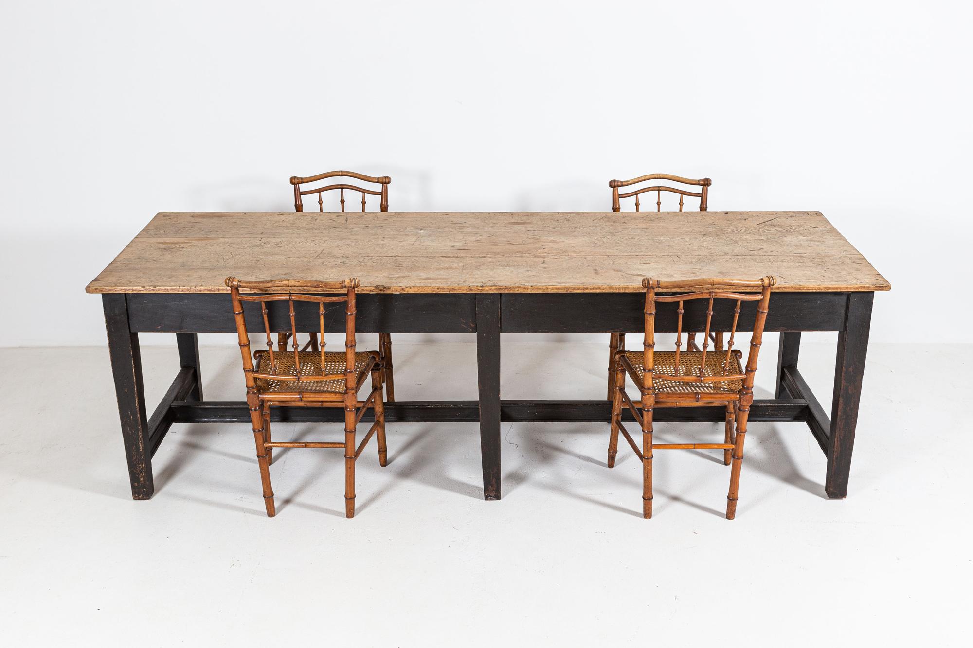 19thC English 3 Plank Oak Refectory Table For Sale 2