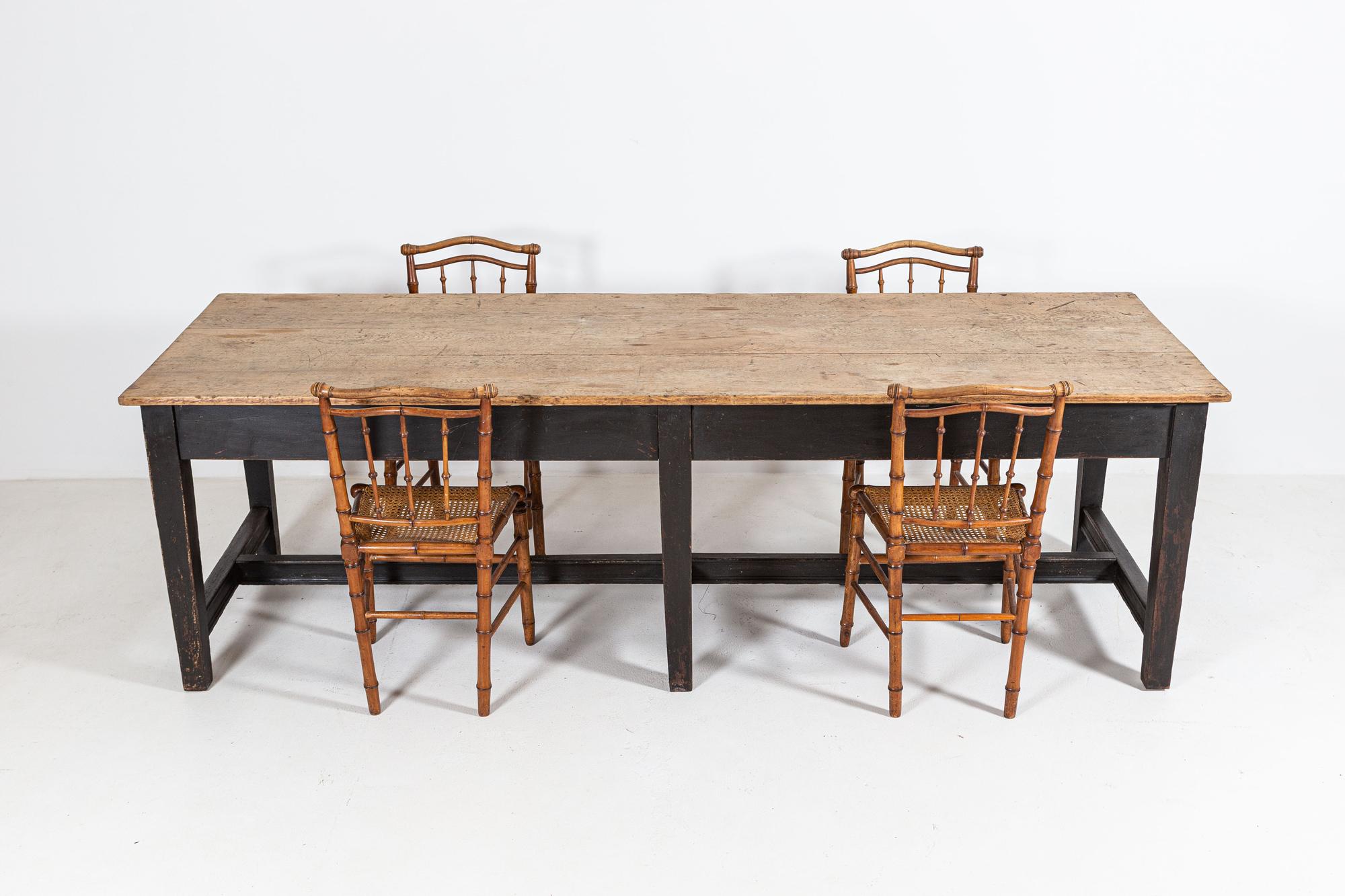19thC English 3 Plank Oak Refectory Table 2