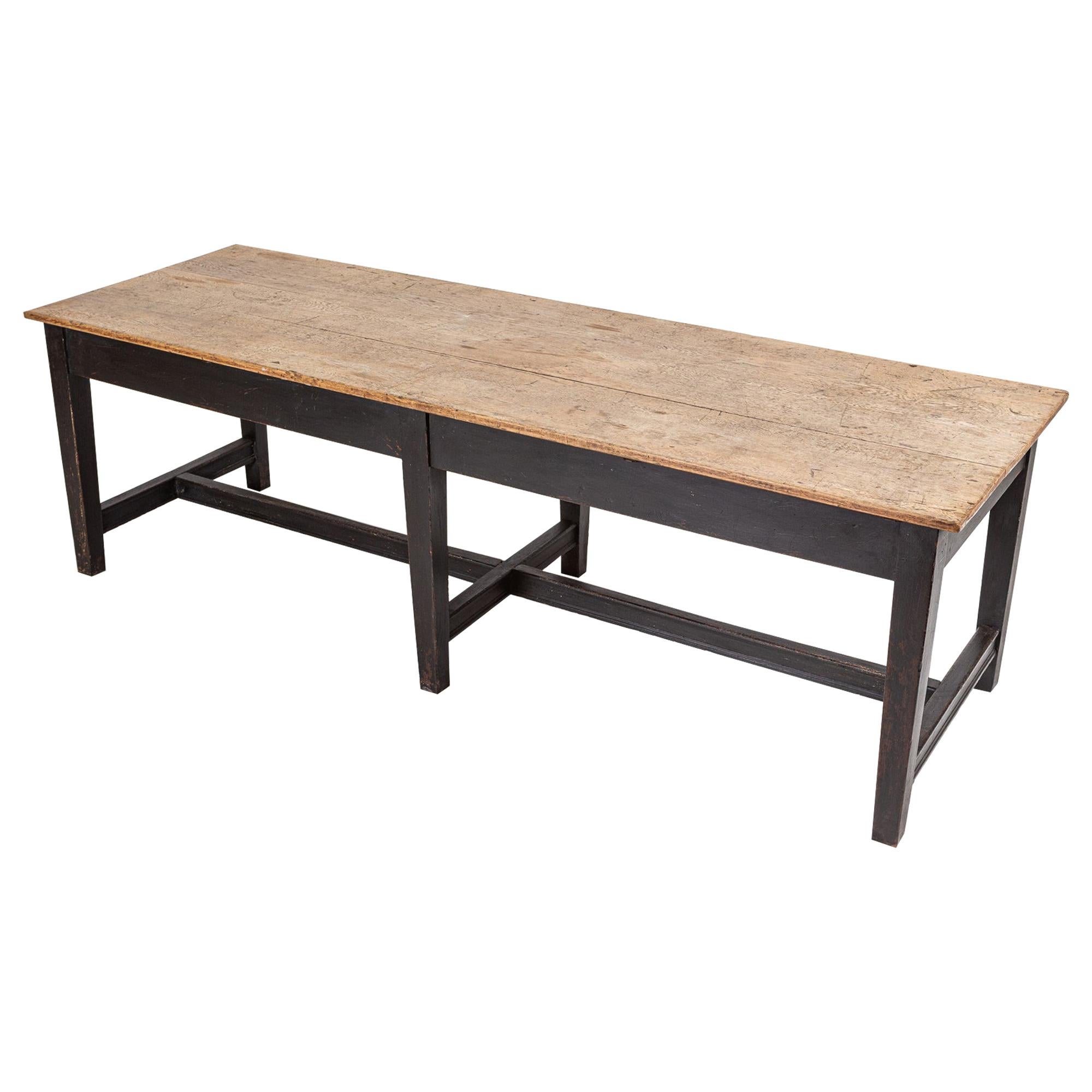 19. Jahrhundert Englisch 3 Plank Oak Refectory Tisch