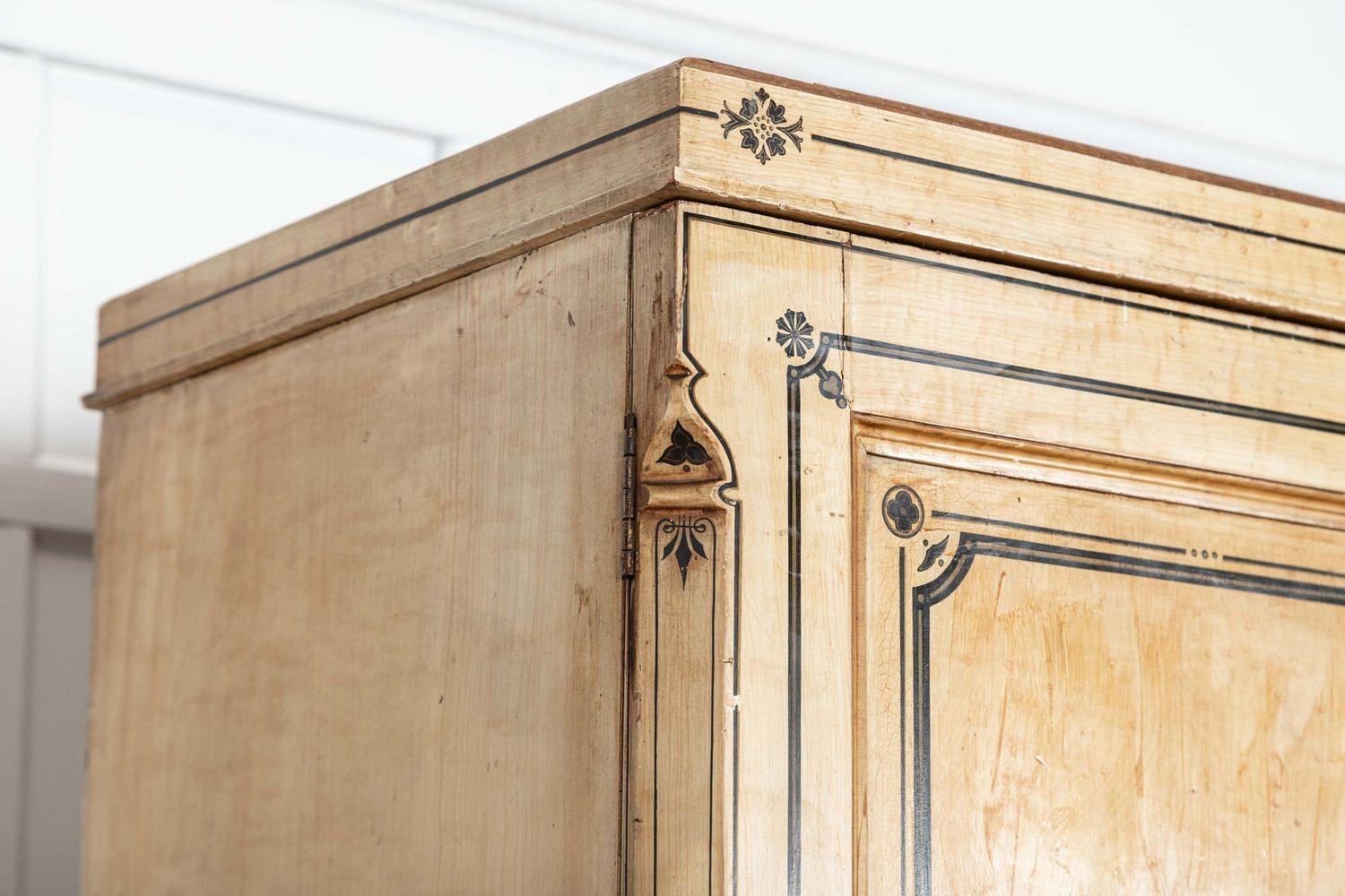 19thC English Aesthetic Painted Pine Gentlemans Wardrobe 7