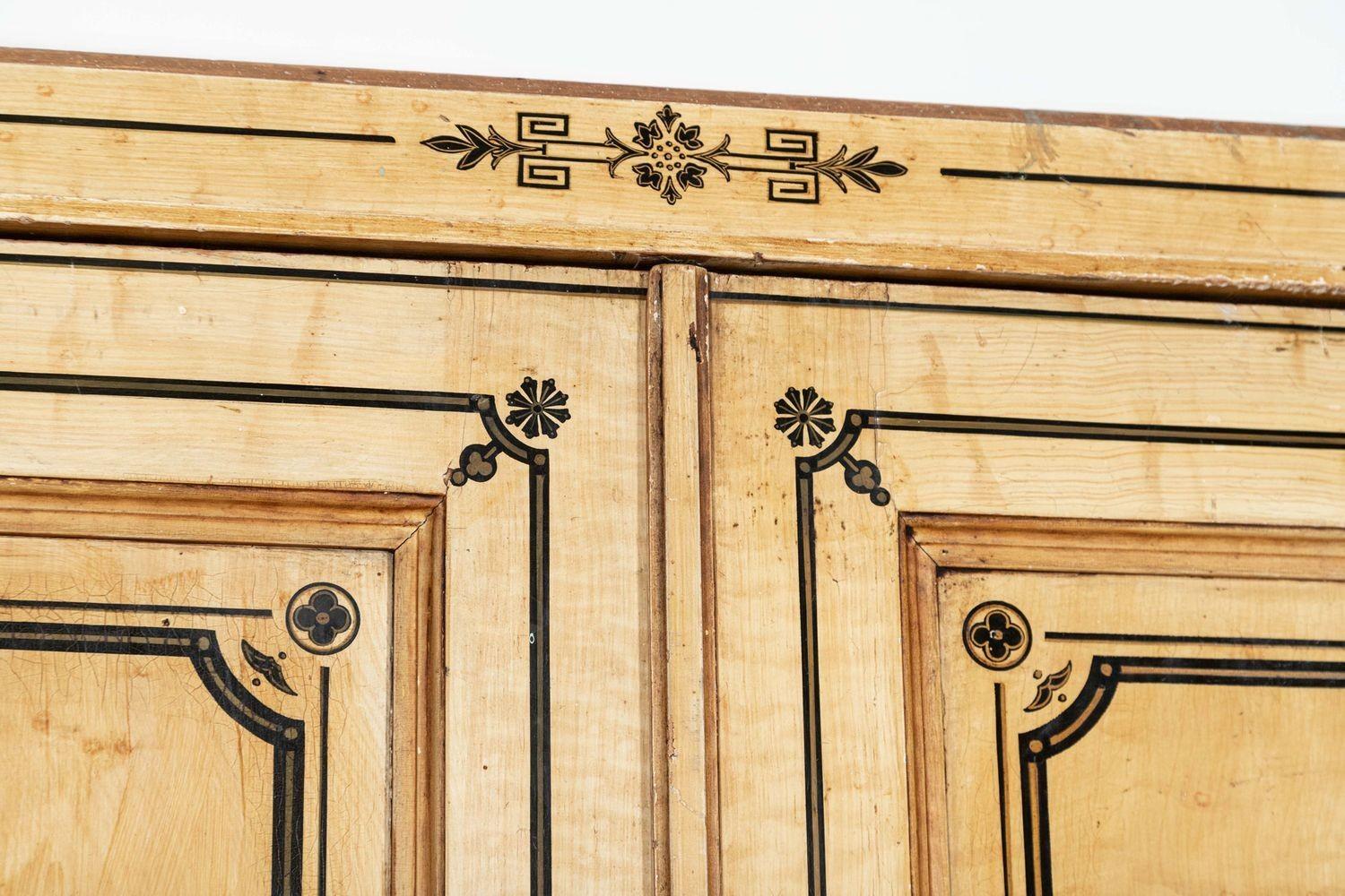 19thC English Aesthetic Painted Pine Gentlemans Wardrobe 8