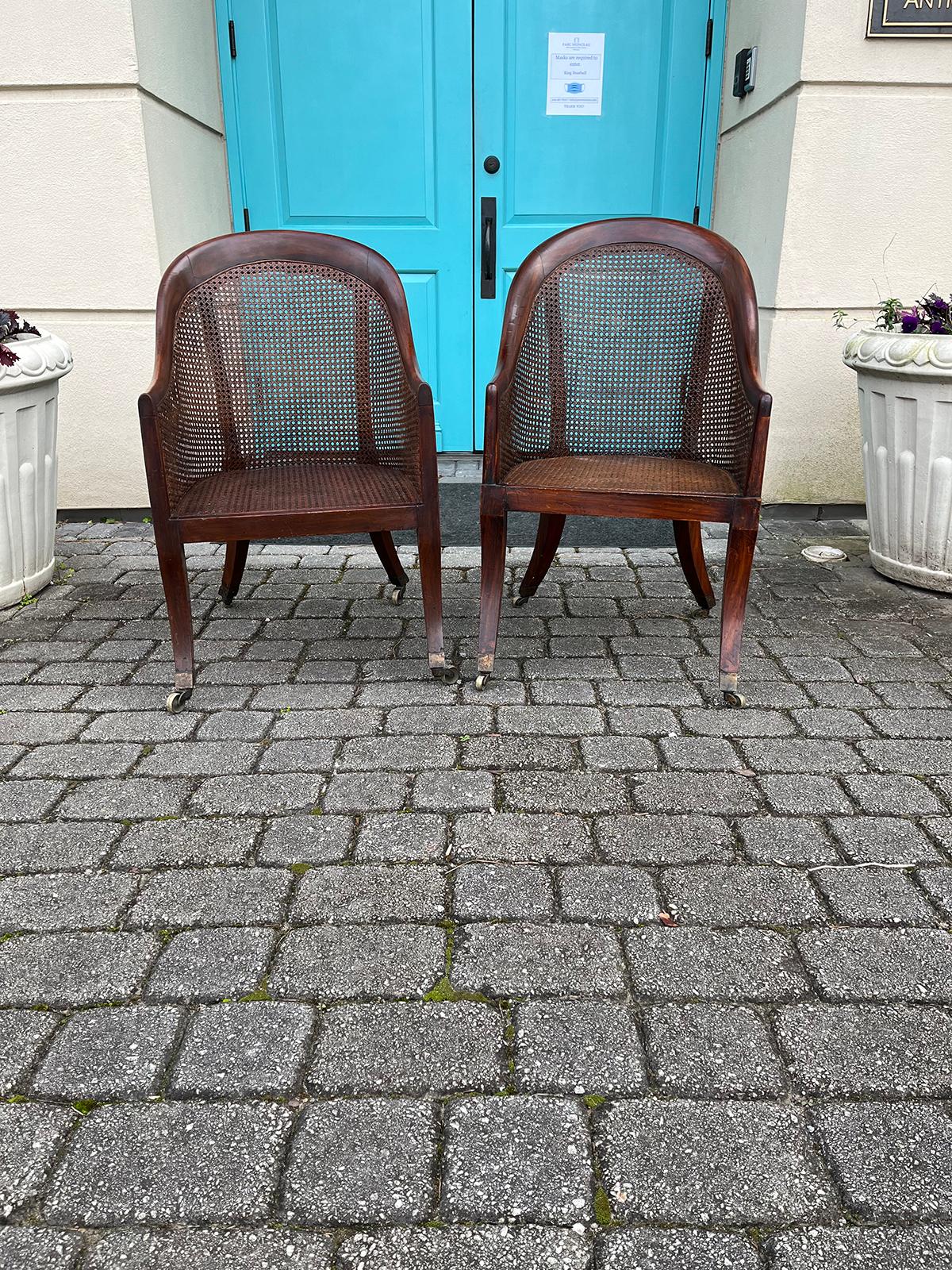 19thC English Assembled Pair of Regency Library Chairs, Possibly of the Period.