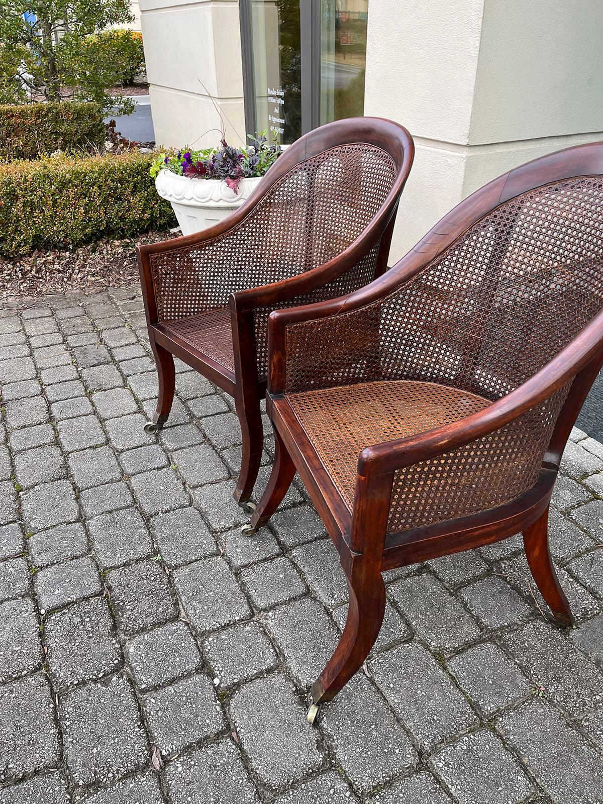 19thC English Assembled Pair of Regency Library Chairs, Possibly of the Period In Good Condition In Atlanta, GA