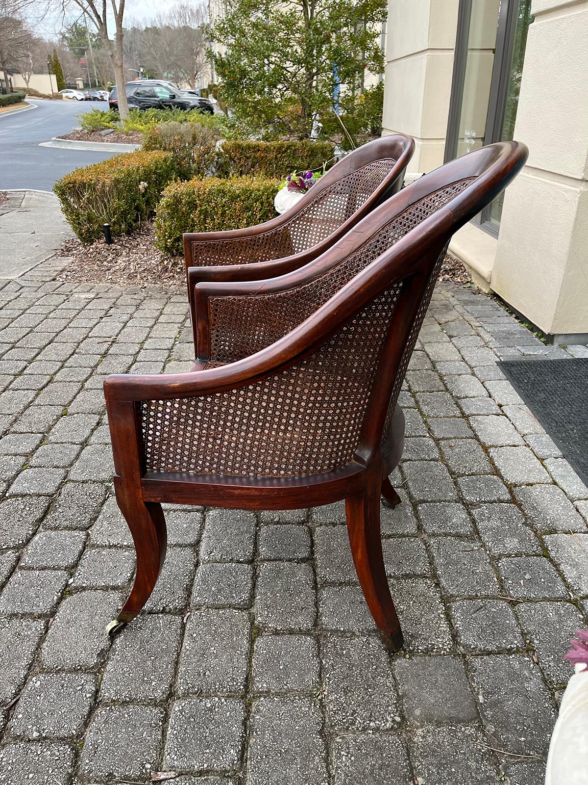 19th Century 19thC English Assembled Pair of Regency Library Chairs, Possibly of the Period