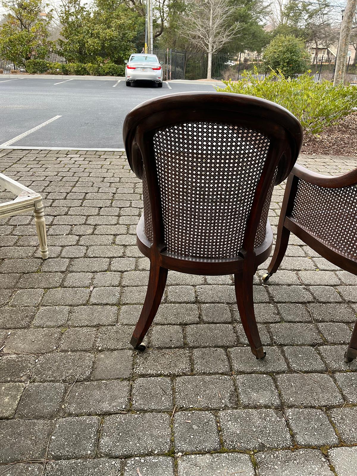 Wood 19thC English Assembled Pair of Regency Library Chairs, Possibly of the Period
