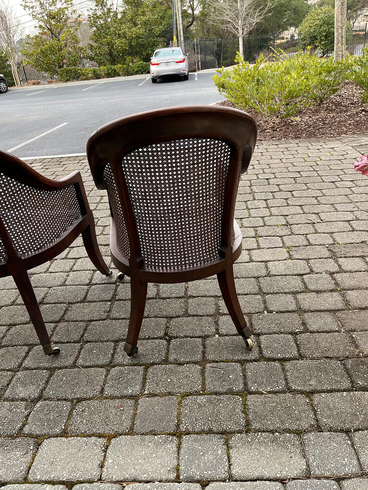 19thC English Assembled Pair of Regency Library Chairs, Possibly of the Period 1