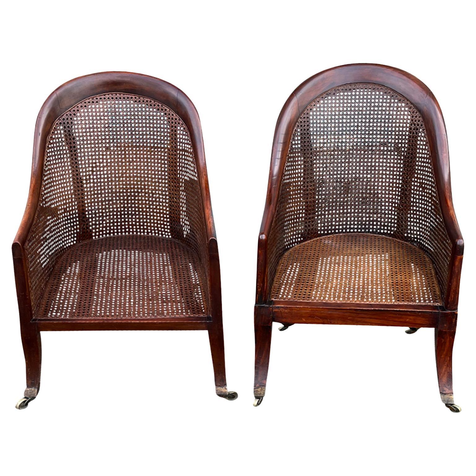 19thC English Assembled Pair of Regency Library Chairs, Possibly of the Period