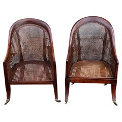19thC English Assembled Pair of Regency Library Chairs, Possibly of the Period