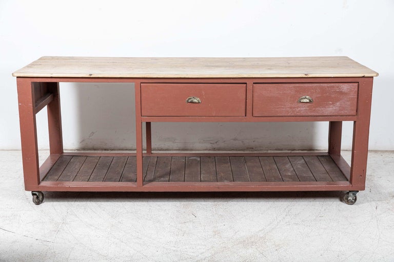 19thC English Bakers Prep Table Kitchen Island For Sale at 1stDibs