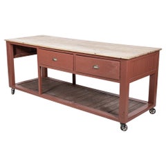 19thC English Bakers Prep Table Kitchen Island