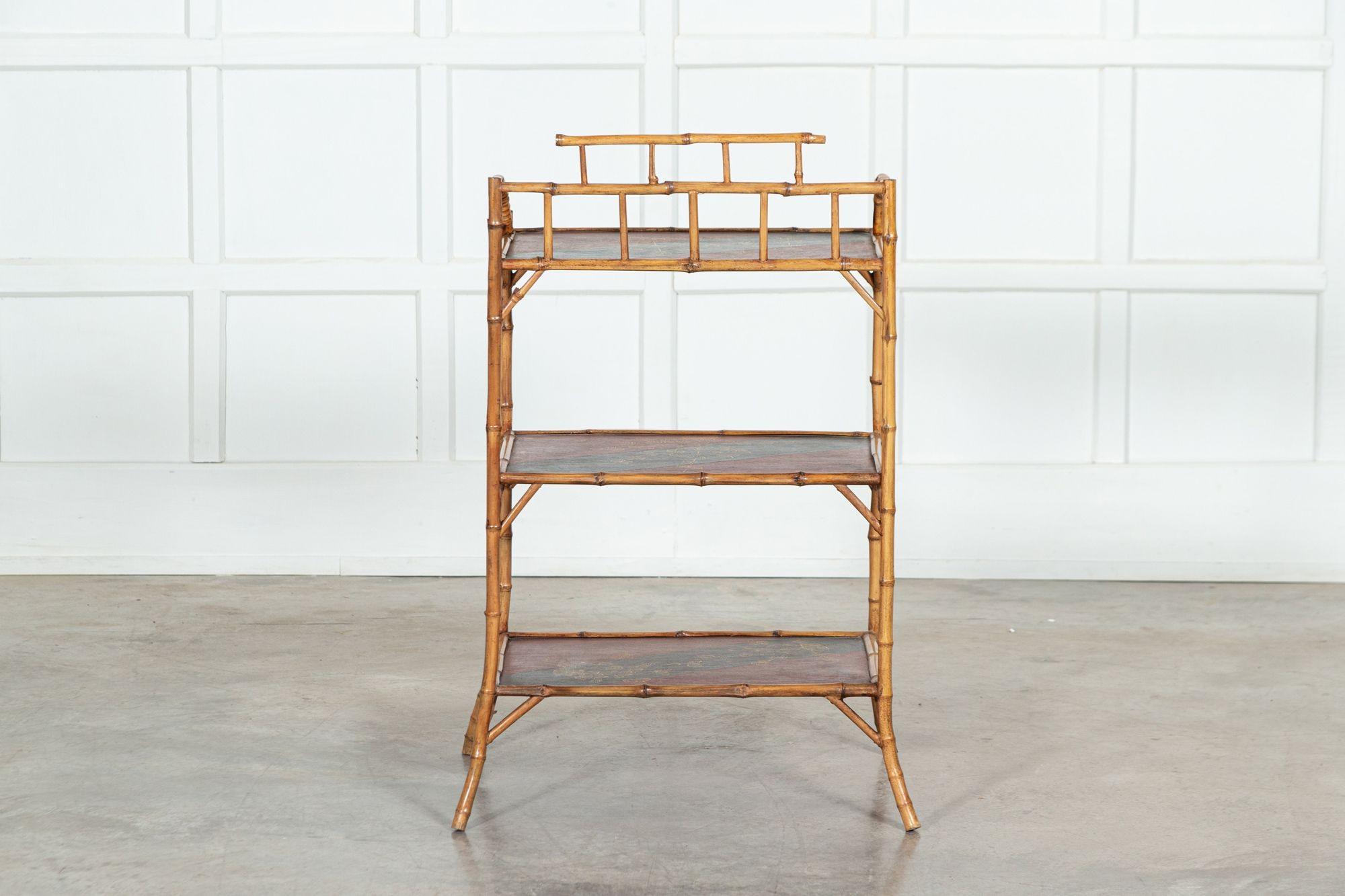 19th Century English Bamboo Chinoiserie Etagere For Sale 7