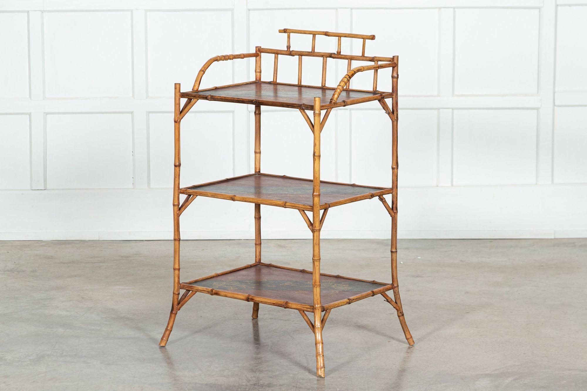 19th Century English Bamboo Chinoiserie Etagere In Good Condition For Sale In Staffordshire, GB