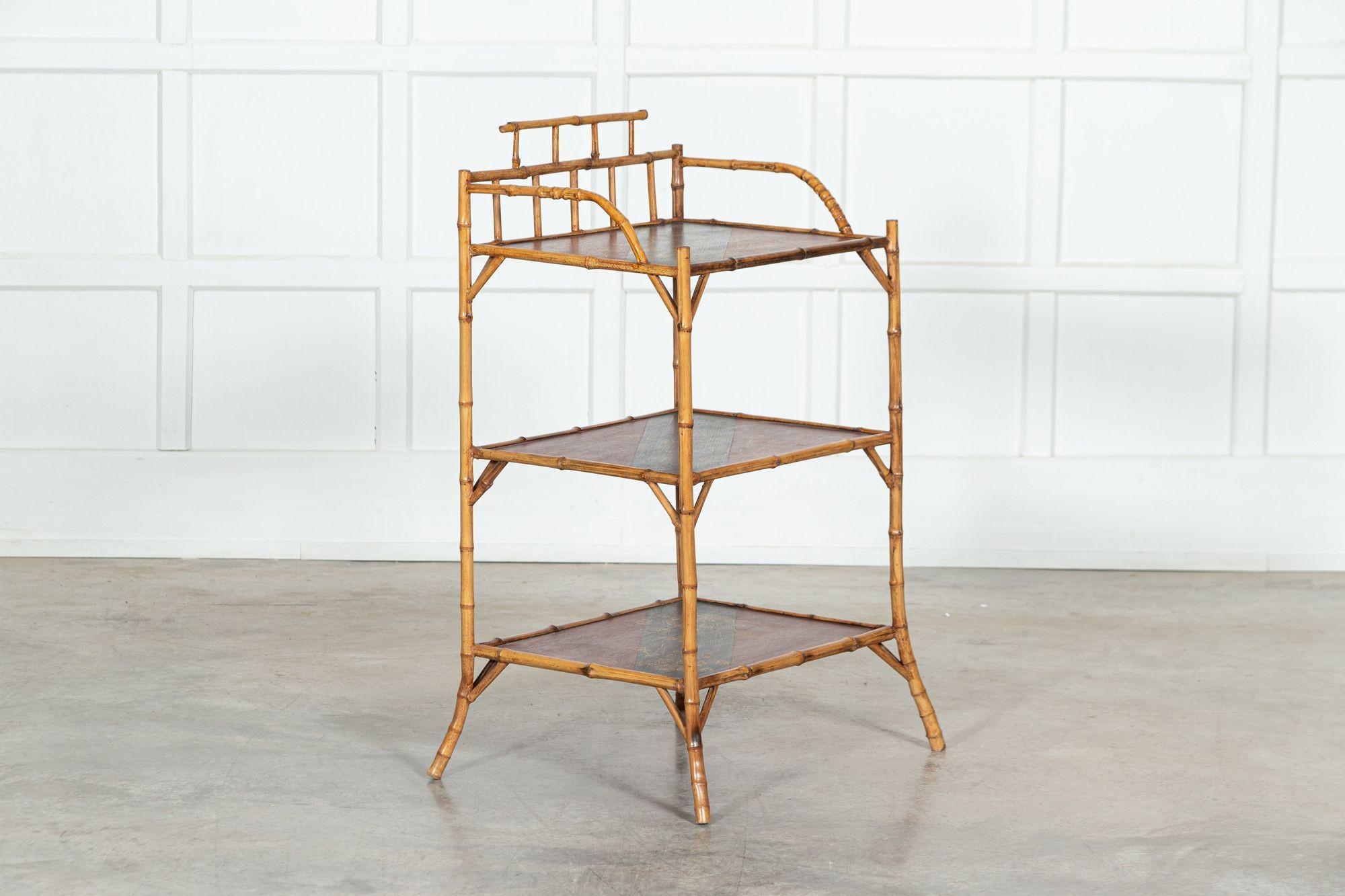 19th Century English Bamboo Chinoiserie Etagere For Sale 2