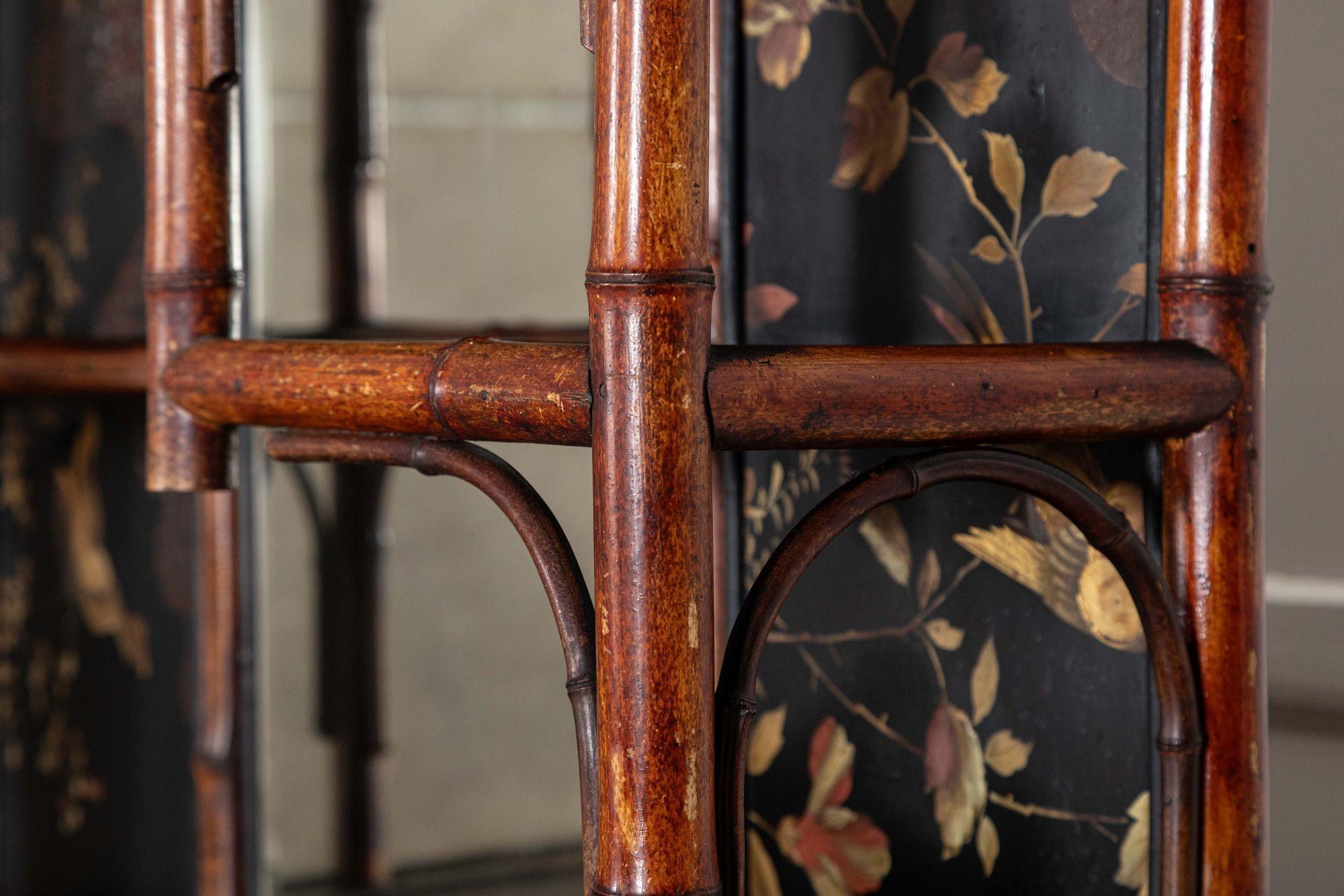 19thC English Bamboo & Lacquered Chinoiserie Cabinet For Sale 8