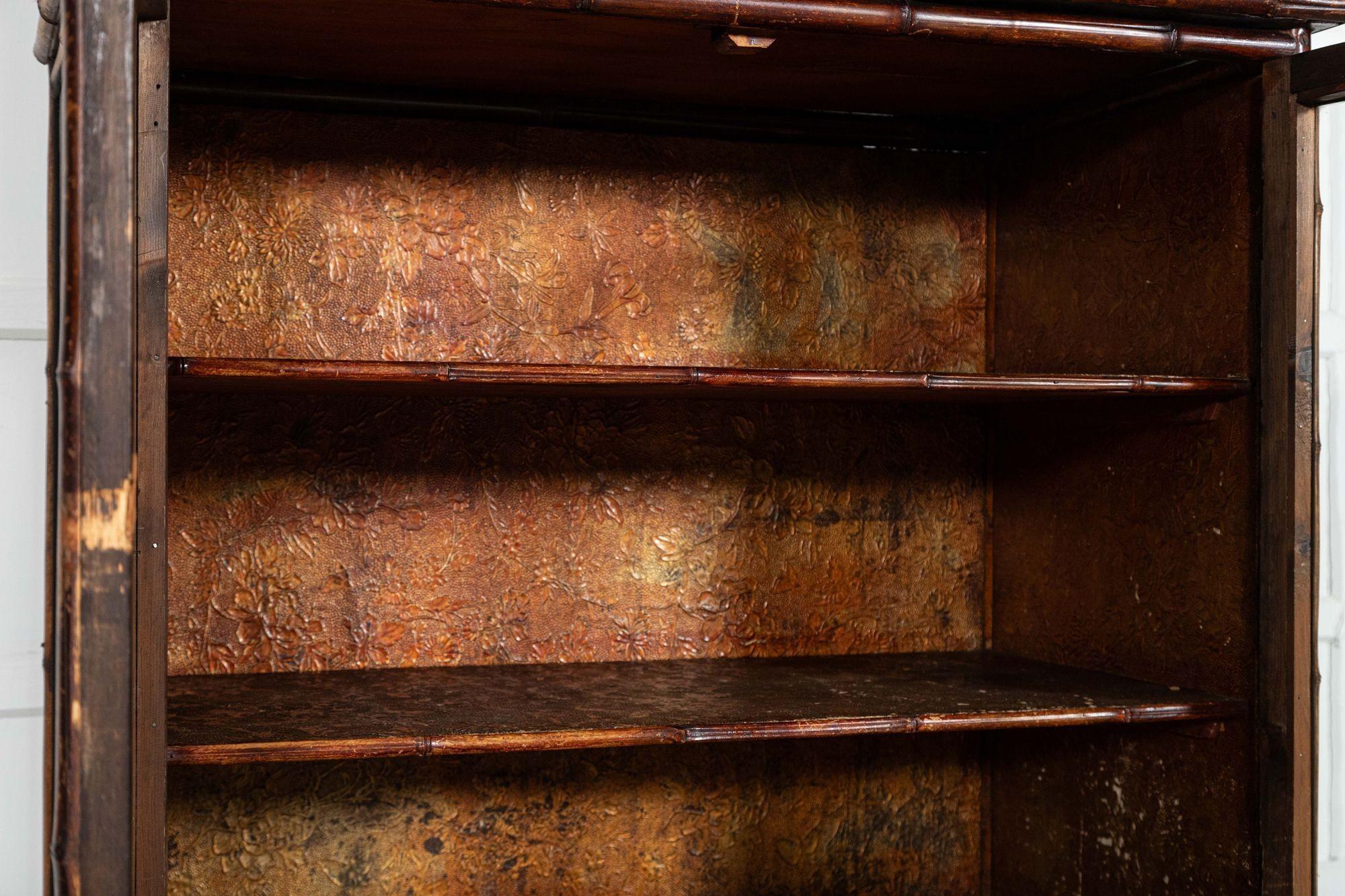 19thC English Bamboo & Lacquered Chinoiserie Cabinet For Sale 12
