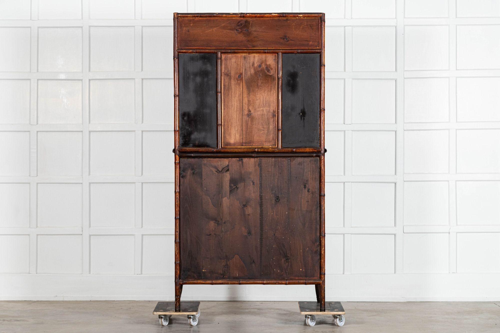 19thC English Bamboo & Lacquered Chinoiserie Cabinet For Sale 13