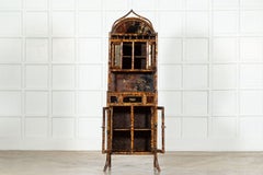 19thC English Bamboo Lacquered Glazed Cabinet