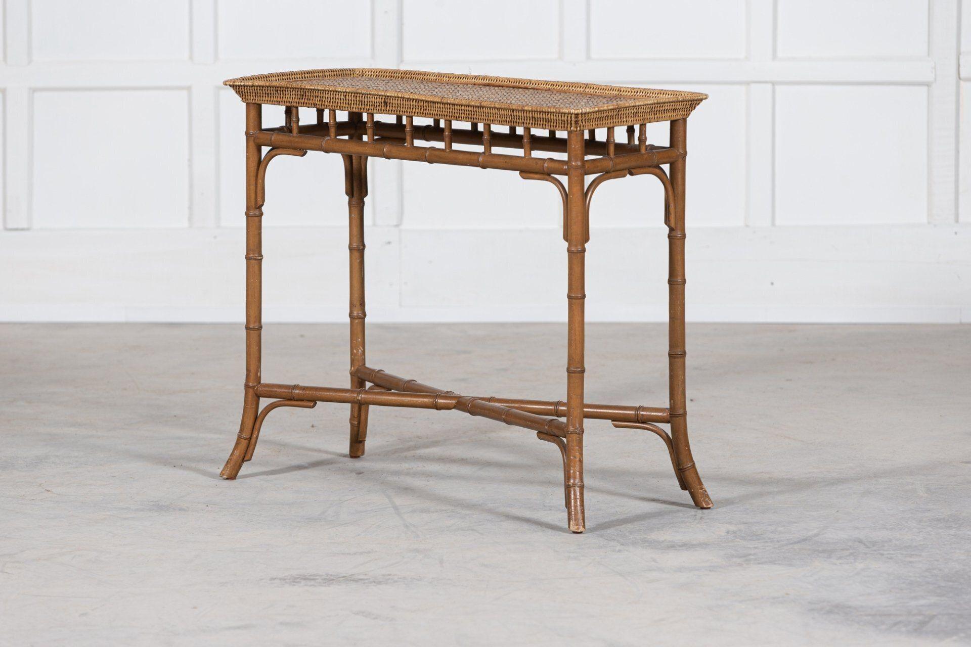 19thC English Bamboo Rattan Console Table 2