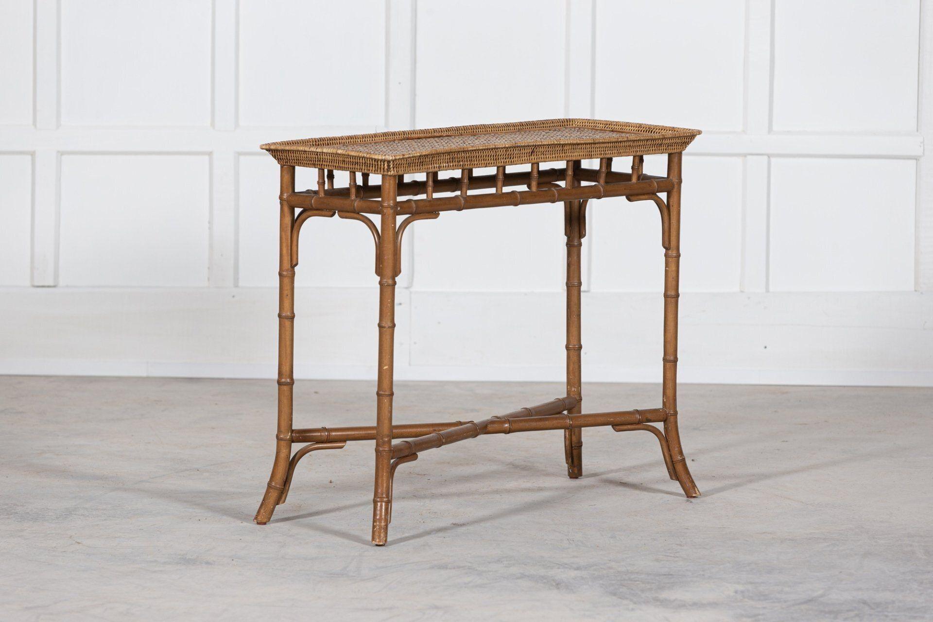 19thC English Bamboo Rattan Console Table 3