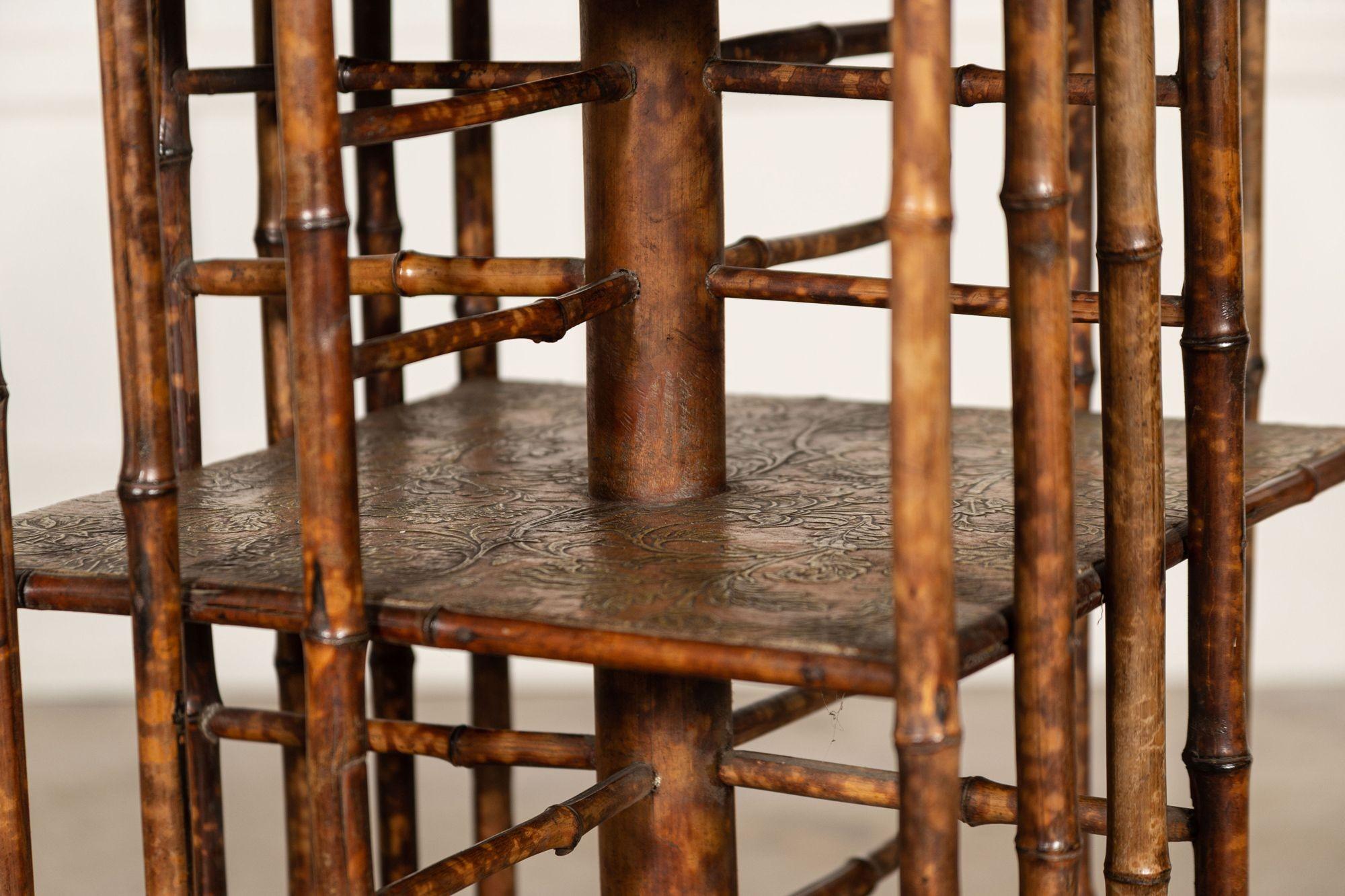 19th Century English Bamboo Revolving Bookcase Side Table For Sale 4