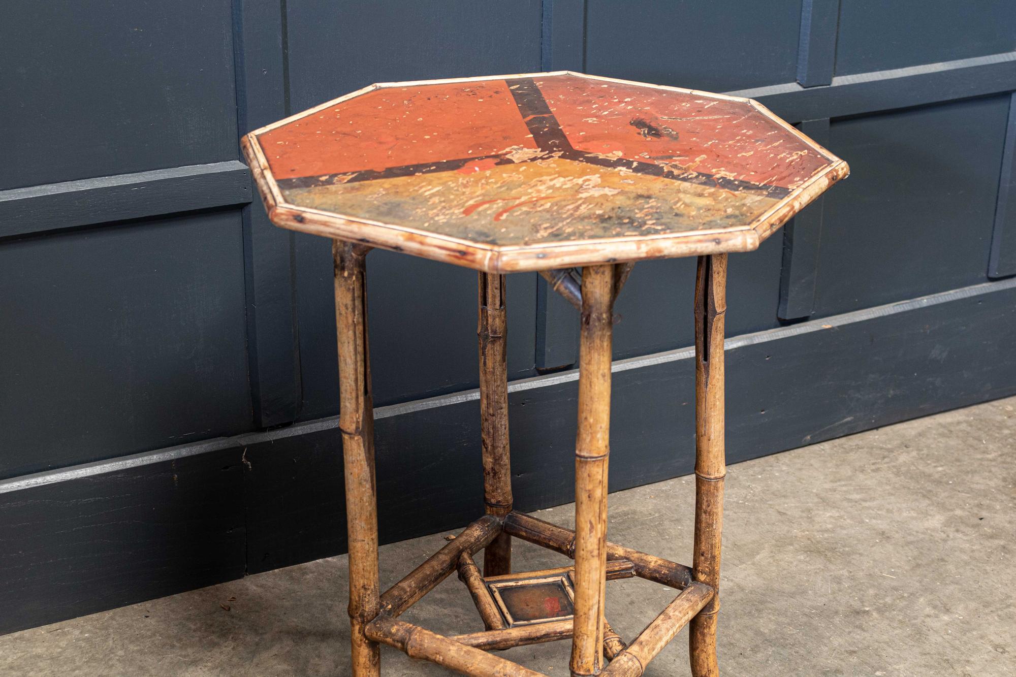 19th century English bamboo side table,
circa 1875.

Measures: W 57 x D 55.5 x H 72

 