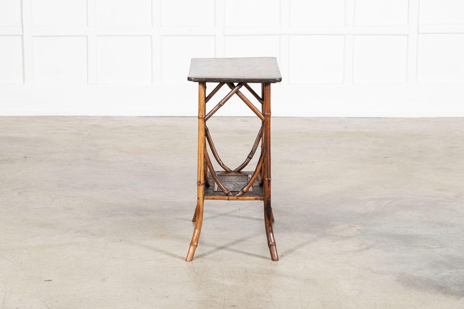 19thC English Bamboo Two Tier Side Table For Sale 6