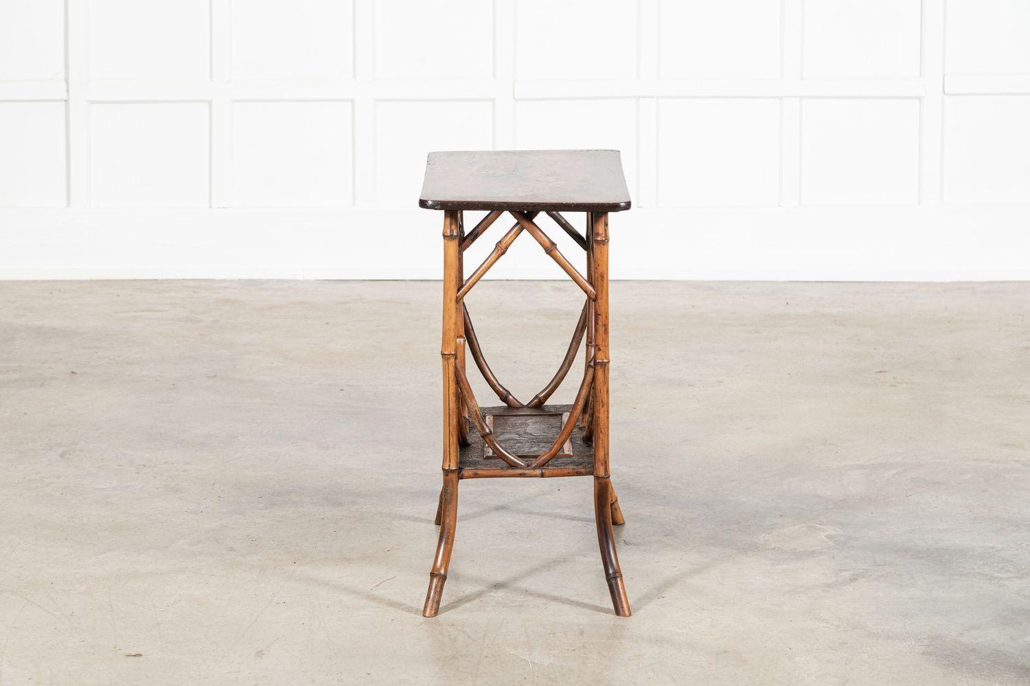19thC English Bamboo Two Tier Side Table For Sale 7