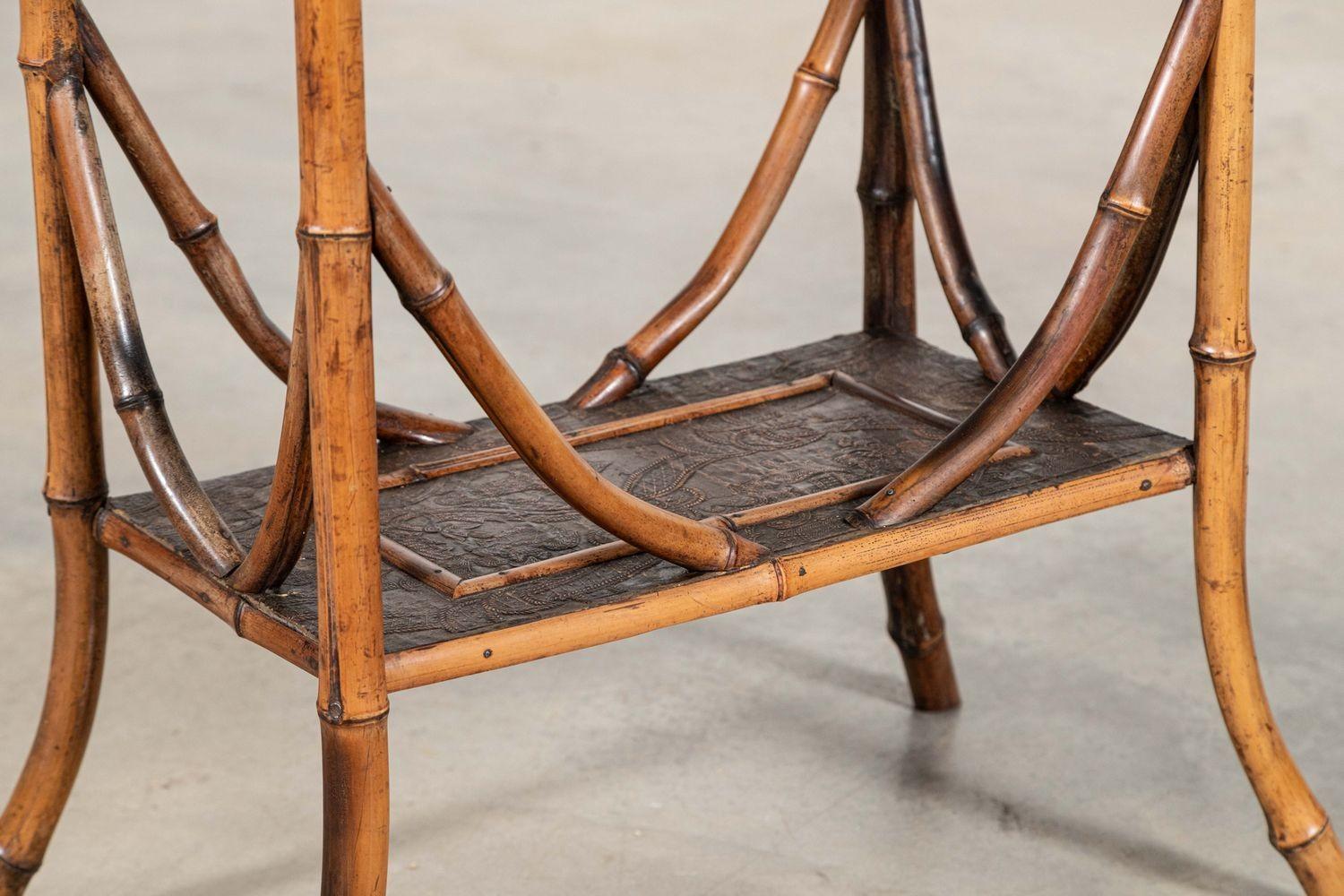 19thC English Bamboo Two Tier Side Table For Sale 9