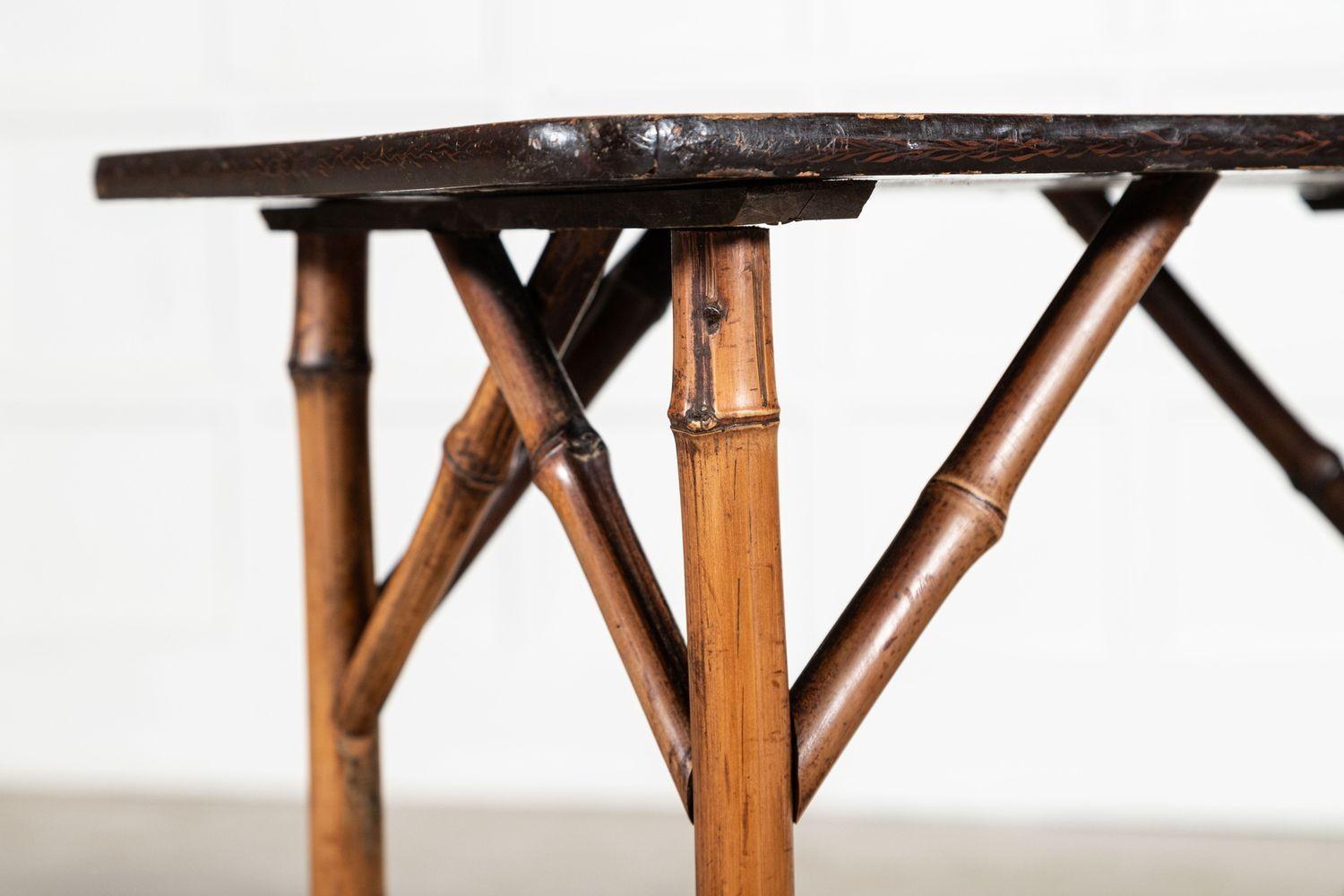 19thC English Bamboo Two Tier Side Table For Sale 10