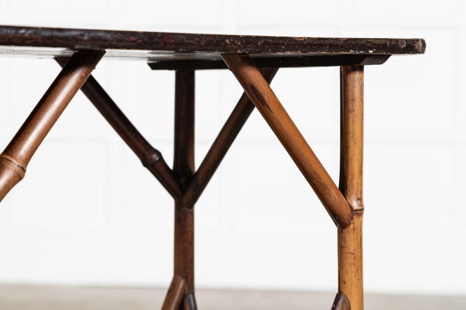 19thC English Bamboo Two Tier Side Table For Sale 11