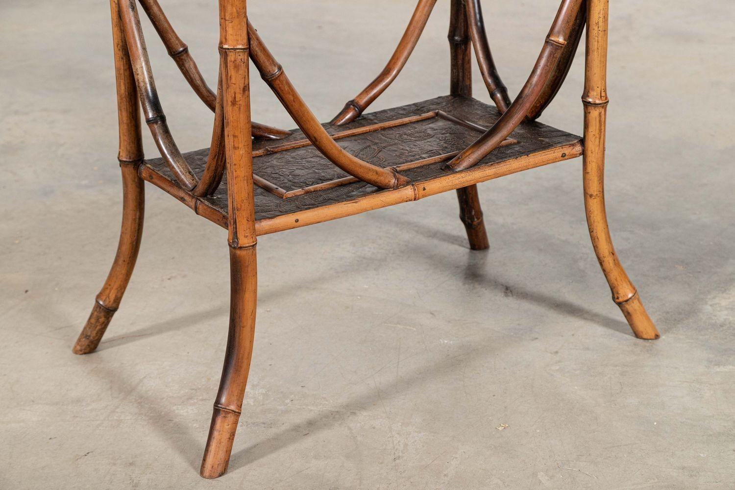 19th Century 19thC English Bamboo Two Tier Side Table For Sale