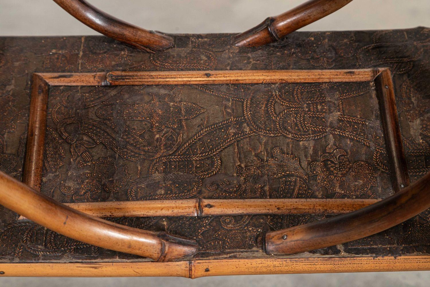 19thC English Bamboo Two Tier Side Table For Sale 1